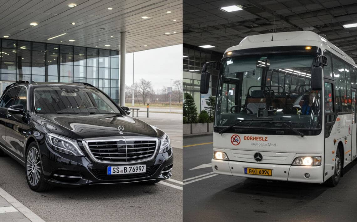 Vergleichen Sie Transportmöglichkeiten zum Flughafen: Sammeltransfer oder Privattransfer?